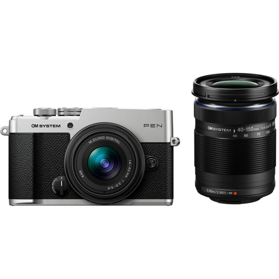OM System PEN w/ 14-42mm & 40-150mm Lens Kit (Silver)