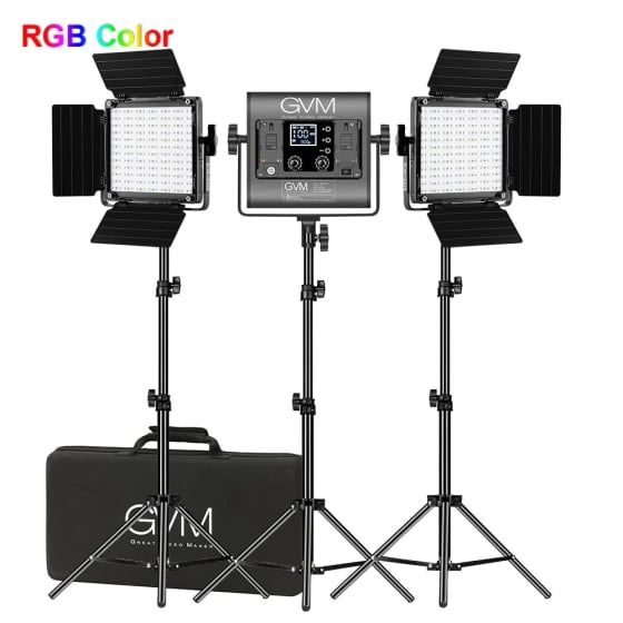 Dodd Camera - GREAT Video Maker 800D-RGB LED Studio 3-Video Light Kit