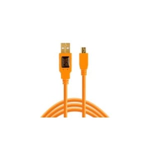 TETHERTOOLS TetherPro USB 2.0 A to Mini B 8 pin 15' orange cable