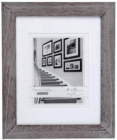 MALDEN Manhattan Gray Matted 11"x14" frame w/ 8"x10" opening