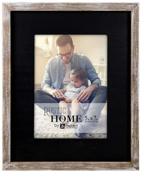 MALDEN Rustic Home with Black Mat 5"x7" Frame