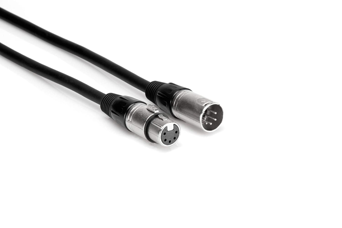 HOSA XLR5M to XLR5F 24 AWG x 4 OFC 120-ohm DMX512 Cable 10 ft