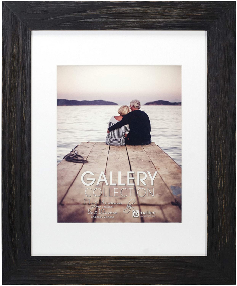 MALDEN Distressed Black Matted Wood 11"X14" Frame w/ 8"X10" Opening