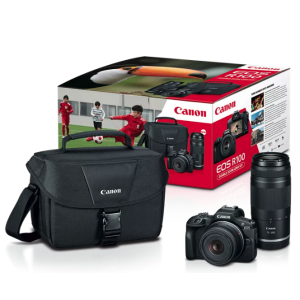 Canon EOS R100 Double Zoom Lens Kit (18-45mm, 75-300mm Lenses, & Bag)