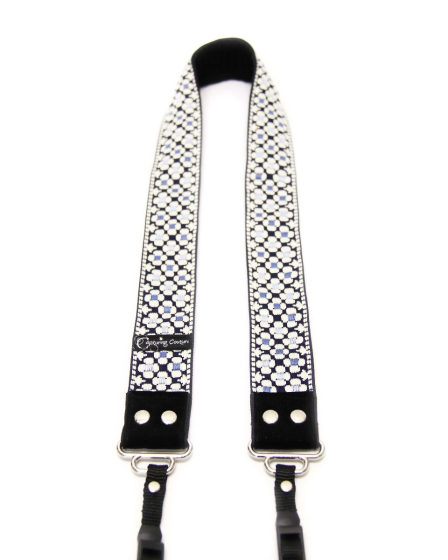 CAPTURING COUTURE CAMERA STRAP DAISY DOT BLUE 1.5"