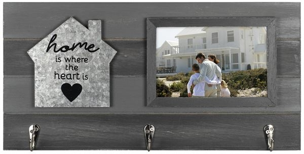 MALDEN "Home is Where the Heart Is" 4"x6" Frame with 3 Hanging Hooks