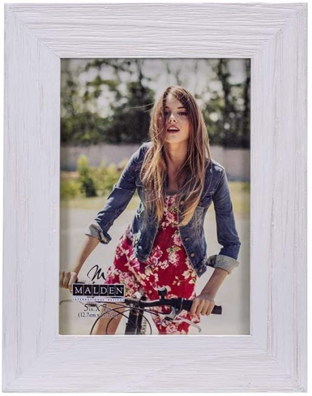 MALDEN Wide Linear White Wash 5"x7" Frame