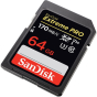 SANDISK 64gb Extreme Pro SDXC UHS1 170MB/s read; 90MB/s write Cl10 U3