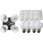 WESTCOTT 4-Socket Fluorescent Bulb Adapter with Bulbs 27-watt, 4-pack