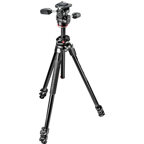 MANFROTTO MK290DUA3WUS 290 Dual Aluminum Tripod w/ 3-way Pan/Tilt