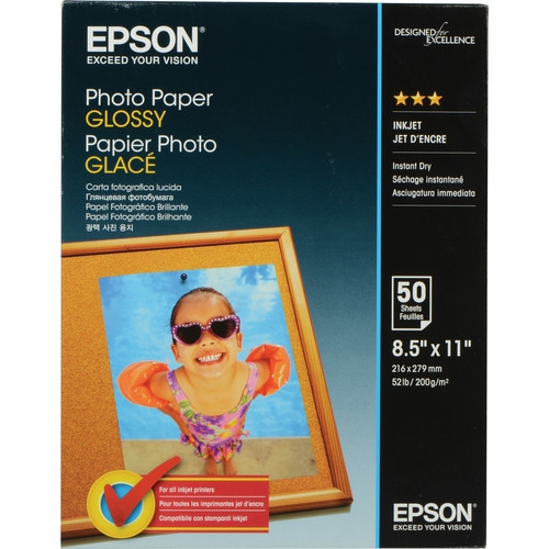 EPSON Photo Paper Glossy 3* 8.5"x11" 50 Sheets