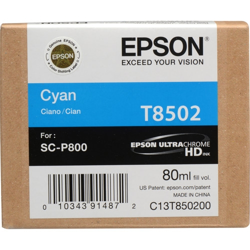 EPSON Vivid Cyan 80ml T850200 Ink Cartridge for P800