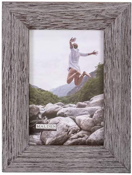 MALDEN Wide Linear Gray Wash 4"x6" Frame