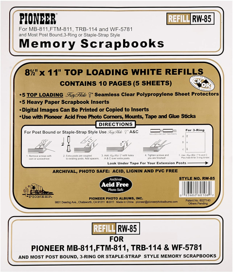 PIONEER RW85 Refill Pages White - for MB811 Album