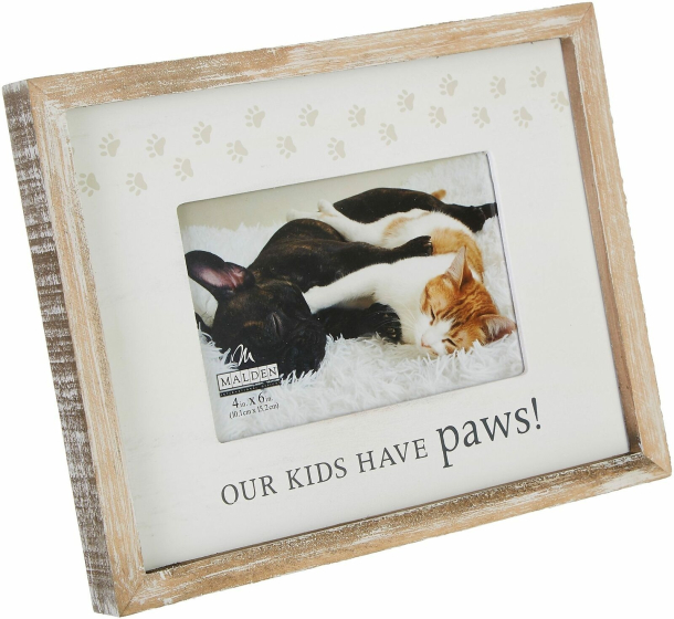 MALDEN "Our Kids Have Paws" Rustic Woods 4"x6" Frame