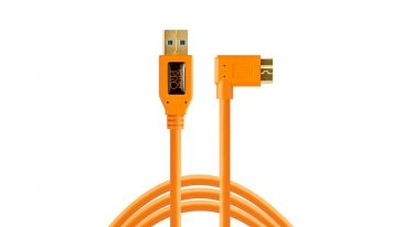 TETHERTOOLS TetherPro USB 3.0 male to Micro B 5 pin rt angle 15' org