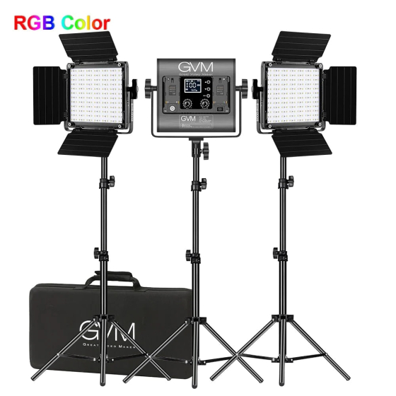GREAT Video Maker 800D-RGB LED Studio 3-Video Light Kit