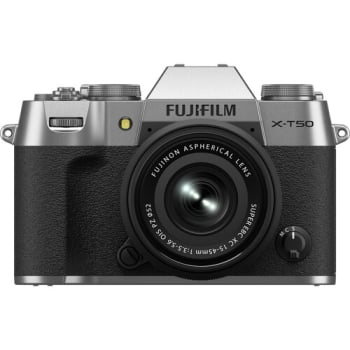 Fujifilm X-T50 Body, Silver w/15-45 f/3.5-5.6 OIS PZ Lens Kit (Japan)