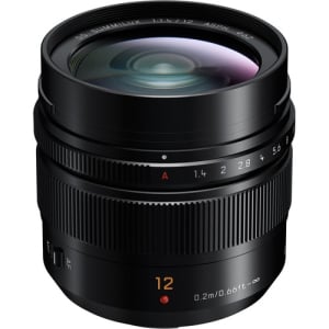 PANASONIC 12mm f1.4 Black Summilux Lens by Leica             micro 4/3