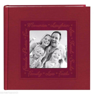 PIONEER DA200CLSCR Embossed Script Frame Album Red 4"x6" 2up