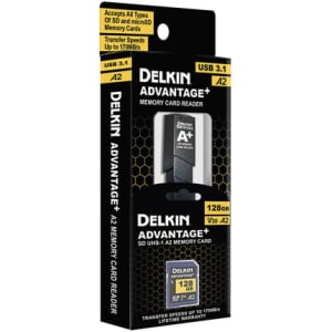 DELKIN USB 3.1 A2 Memory Card Reader with Advantage+ 128GB SD