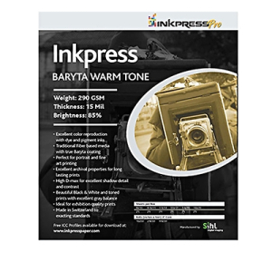 INKPRESS Baryta Warm Tone Papr 8.5"x11" 25 sheets      290gsm