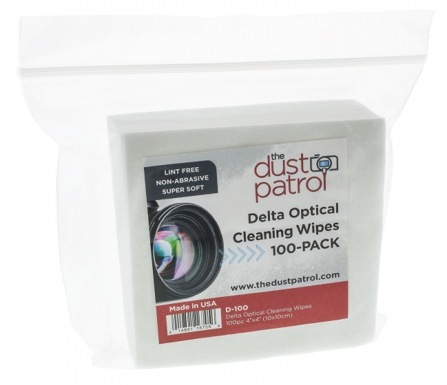 DUST PATROL Delta Optical Cleaning Wipes 4" x 4" (100 pk)
