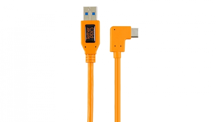 TETHERTOOLS USB 3.0 to USB-C Right Angle Cable   20"   Orange