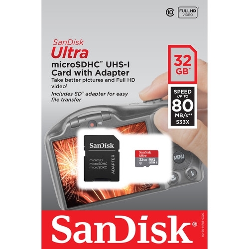 SANDISK Ultra 32gb Micro SDXC UHS-1 Class 10 Memory Card (max 100MB/S)