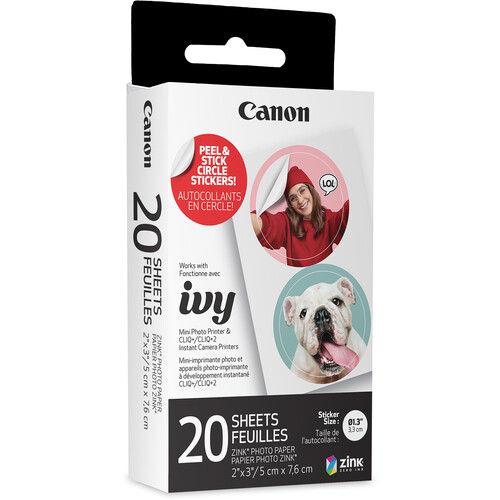 CANON ZINK Pre-Cut Circle Sticker Paper Pack (20 Sheets)