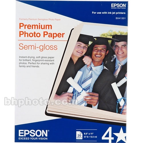 EPSON Premium Semigloss Photo Paper 8.5"x11" 20 sheets