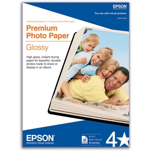 EPSON Premium Glossy Photo Paper 5"x7" 20 sheets       4*