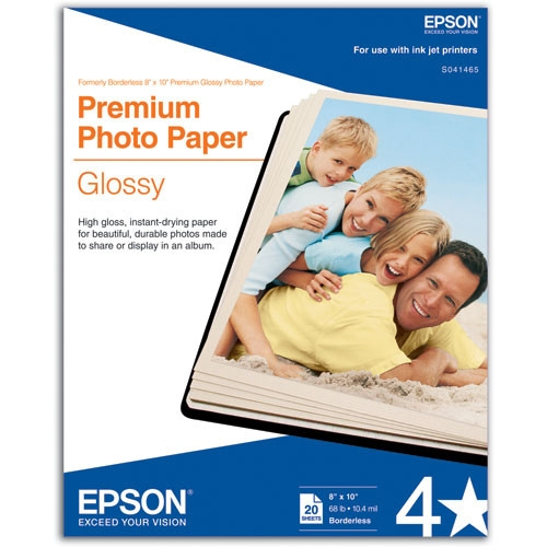 EPSON Premium Glossy Photo Paper 8"x10" 20 sheets      4*