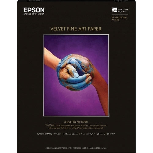 EPSON Velvet Fine Art Paper 17"x22" 25 Sheets
