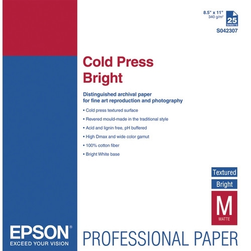 EPSON Cold Press Paper Bright 8.5"x11" 25 sheets      340gsm