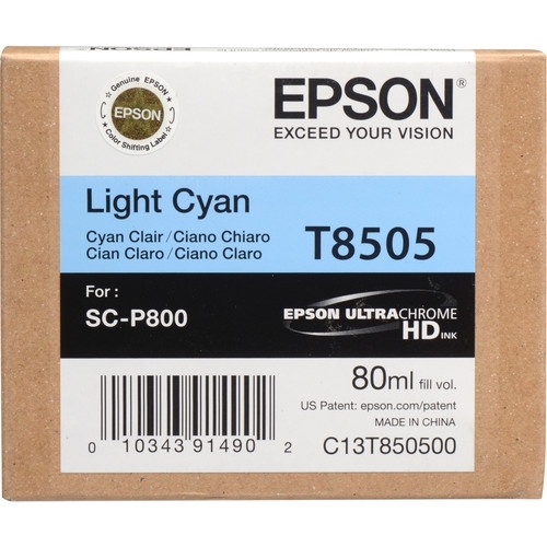 EPSON Vivid Light Cyan         80ml T850500 Ink Cartridge for P800