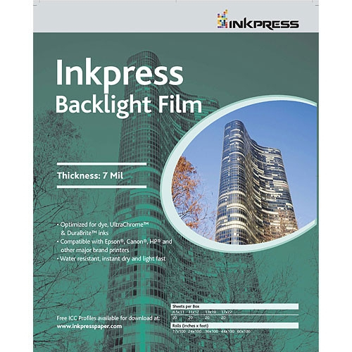 INKPRESS Back Light Film 8.5"x11" 20 Sheets        7mil