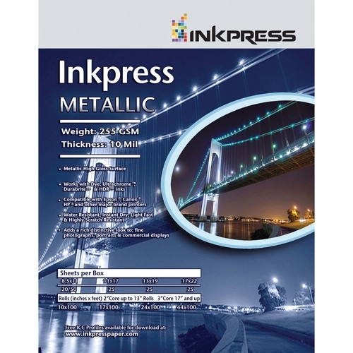 INKPRESS Metallic Glossy Paper 13"x19" 25 sheets       255gsm