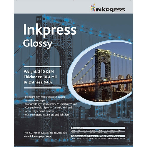 INKPRESS Glossy Paper 4"x6" 100 sheets        240gsm