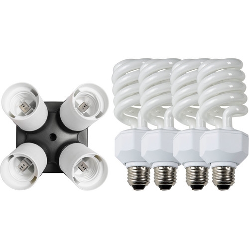 WESTCOTT 4-Socket Fluorescent Bulb Adapter with Bulbs  27-watt, 4-pack