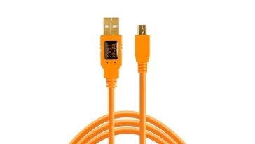 TETHERTOOLS TetherPro USB 2.0 male to Mini B 5 pin 15' orange cbl